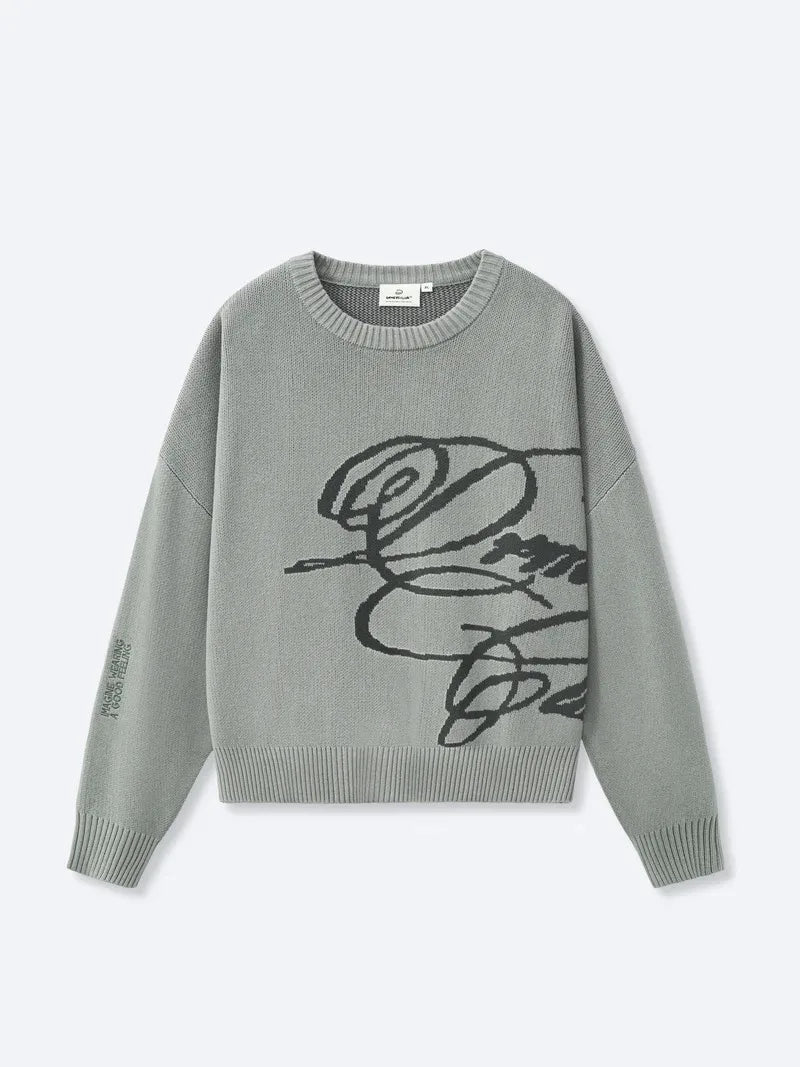 Casual High Street Fashion Round Neck Sweater Women Retro Warm Loose Top American Hip Hop Trendy Brand Oversized Sweater Men