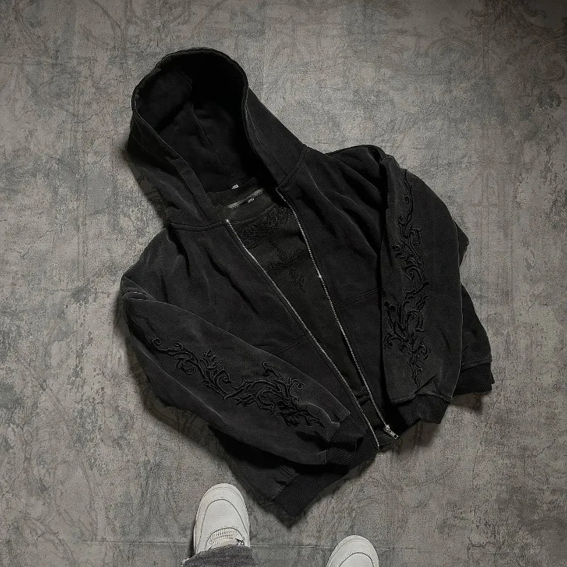 Zip Black Floral