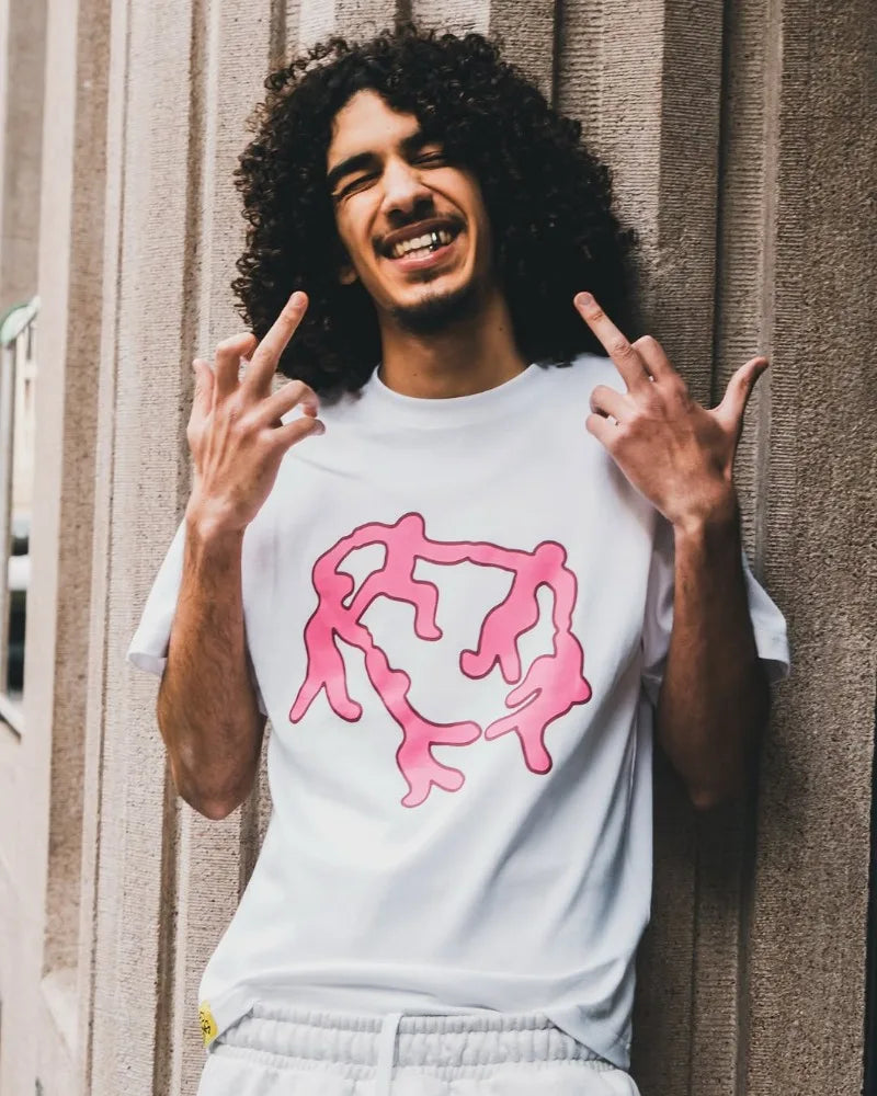 American fashion cartoon pattern printed oversized T-shirt women Y2K street hip-hop loose Harajuku short sleeved top for couples