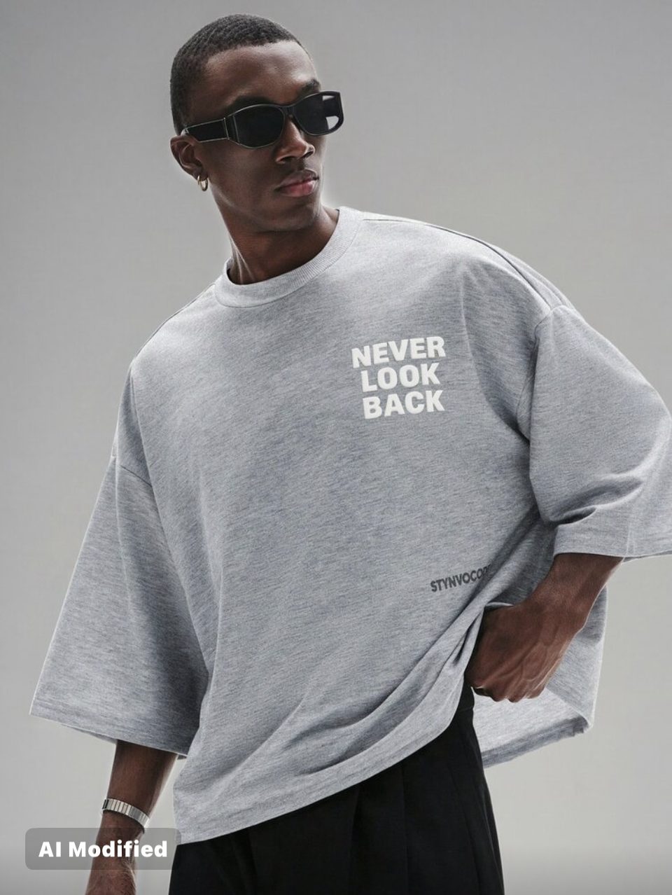 Never Look Back Oversized T-Shirt Heather Grey
