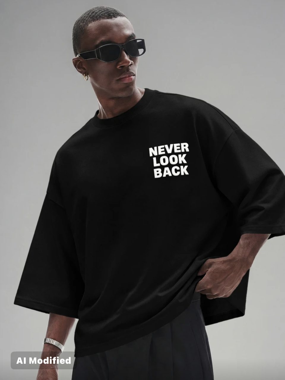 Never Look Back Oversized T-Shirt Black