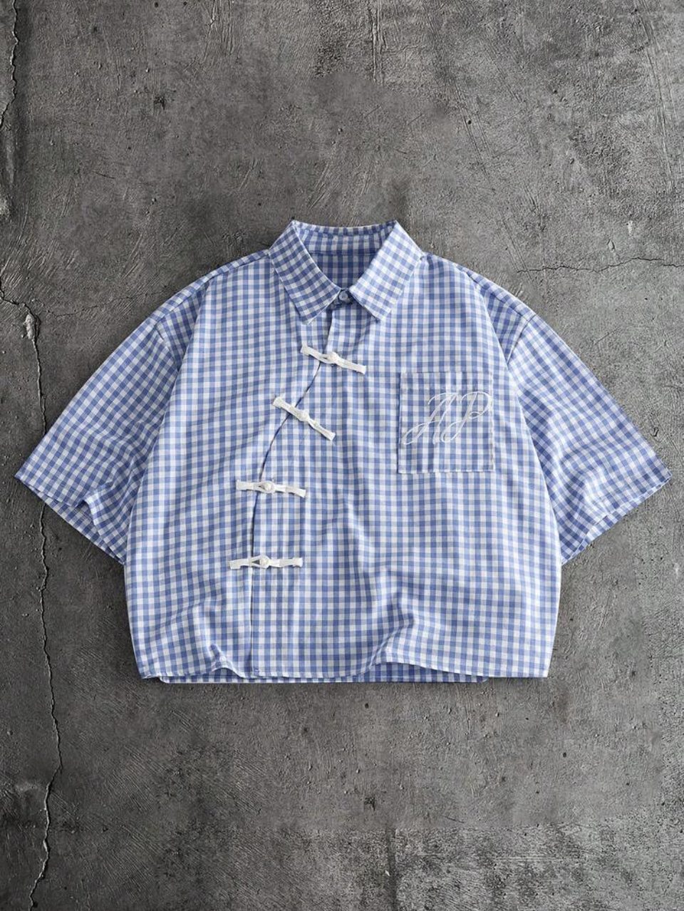Blue Gingham Shirt and Shorts Set