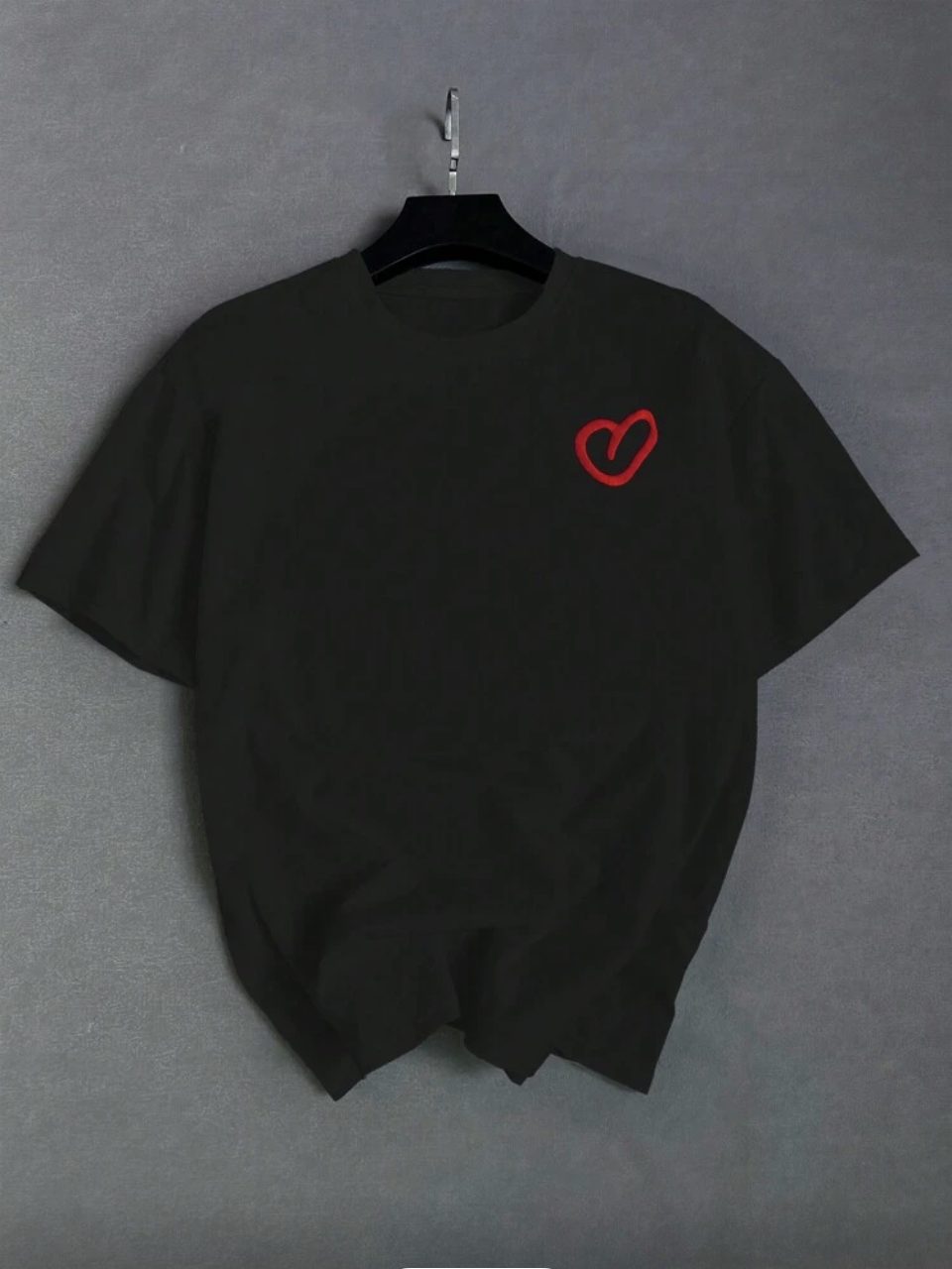 Where Is Love T-Shirt Black - Red Handwritten Heart Print Tee