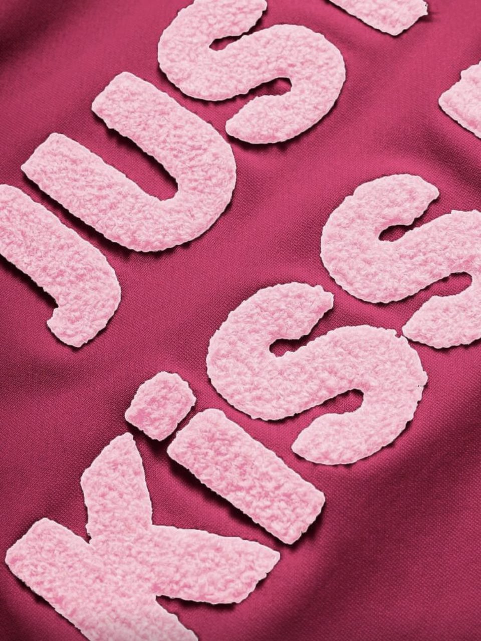 Just Kiss Me T-Shirt Pink - Light Pink Towel Embroidery Oversized Tee