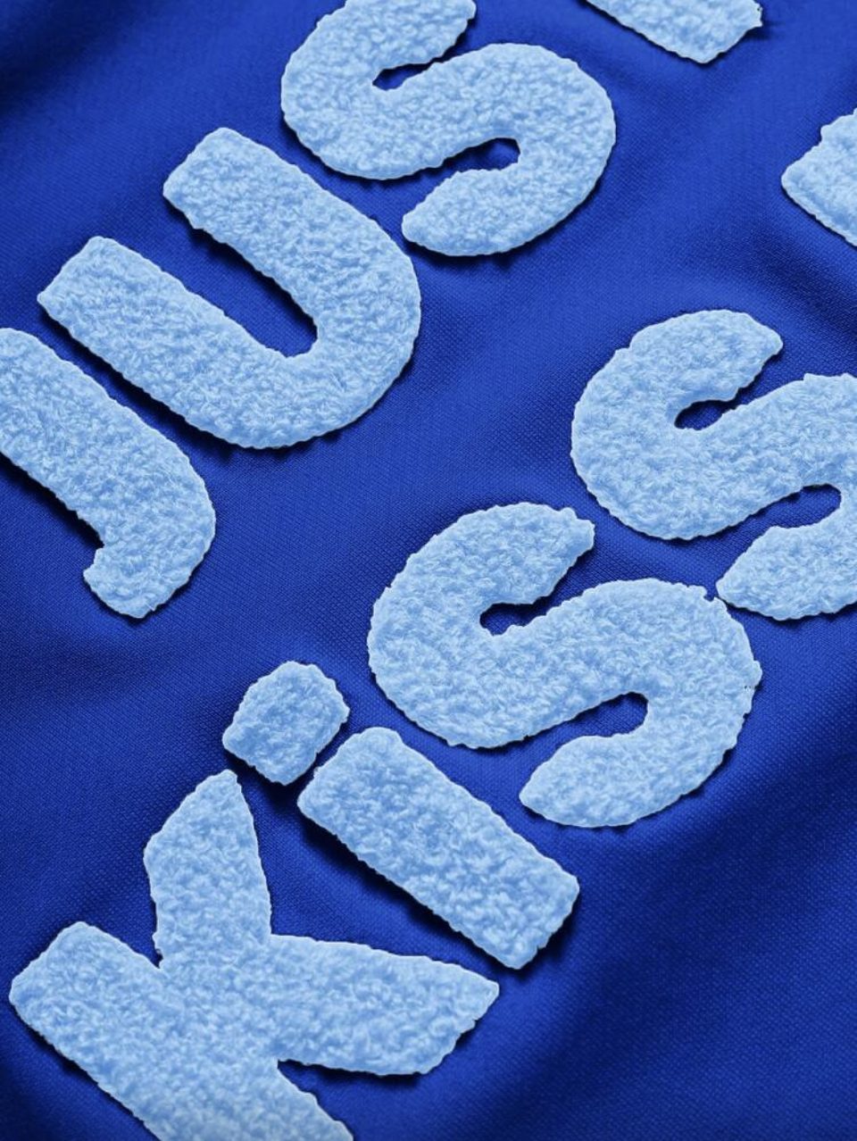 Just Kiss Me T-Shirt Royal Blue - Sky Blue Towel Embroidery Tee