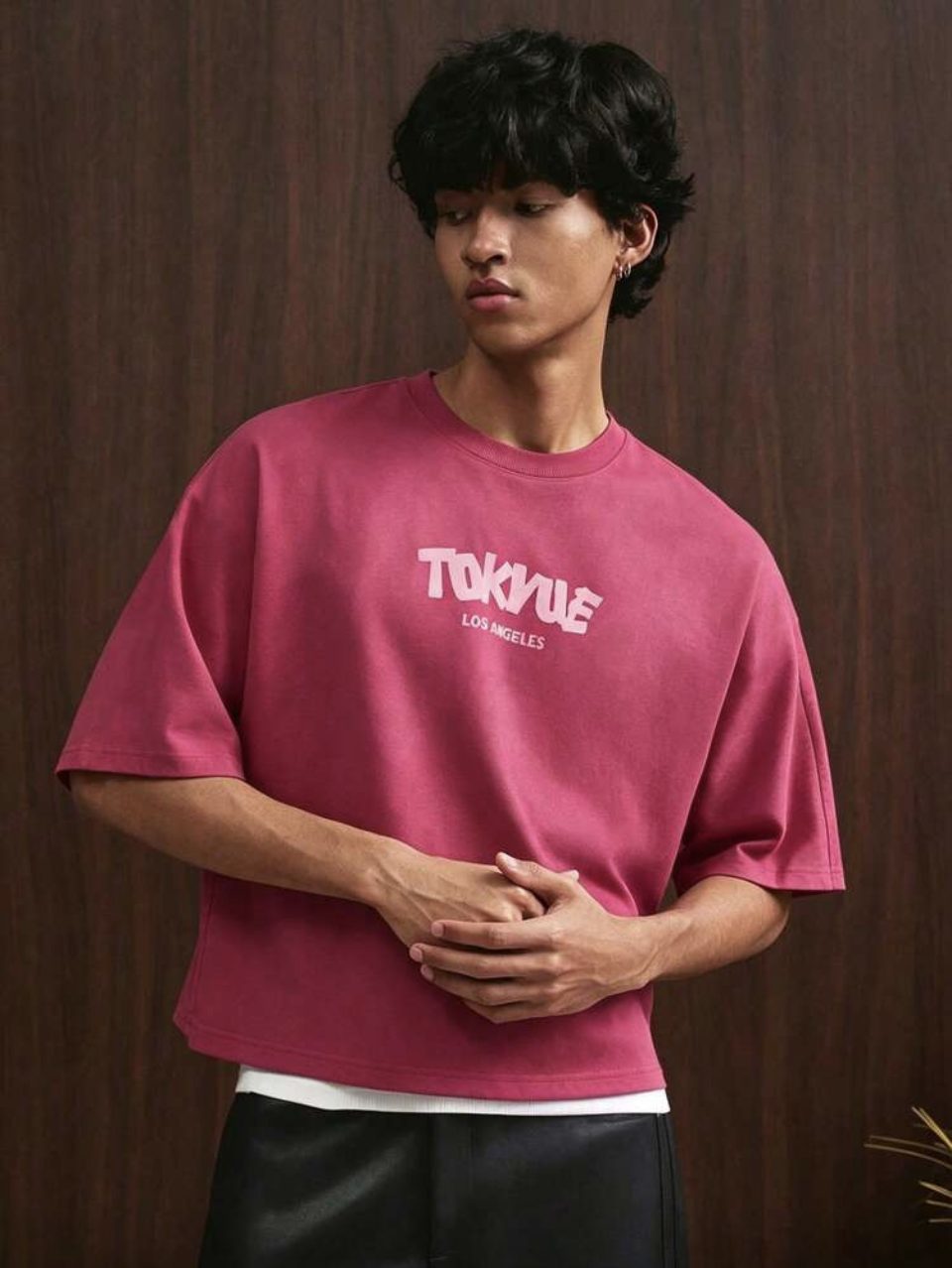 Los Angeles Puff Print T-Shirt Pink - Big Back Logo Oversized Tee