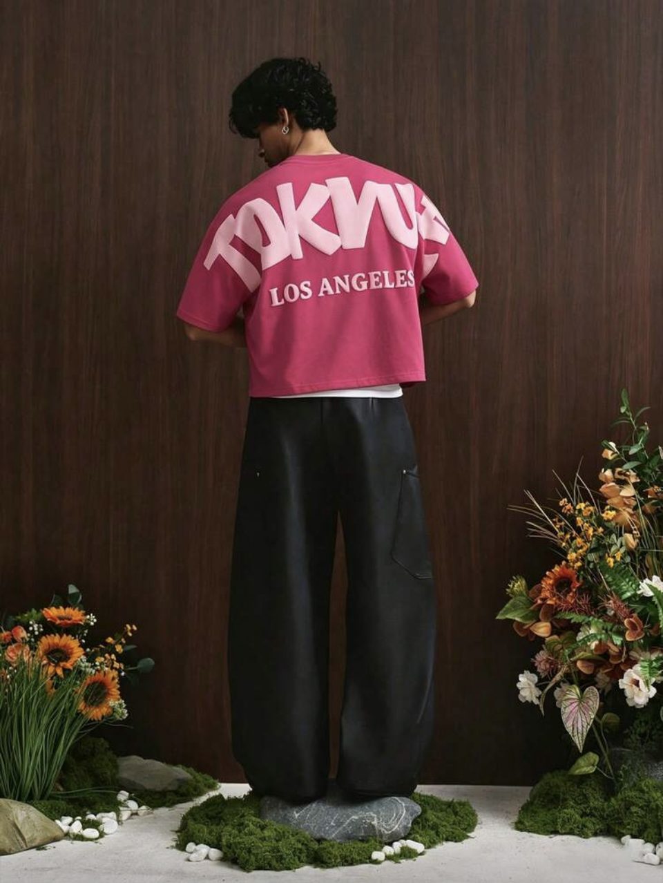 Los Angeles Puff Print T-Shirt Pink - Big Back Logo Oversized Tee
