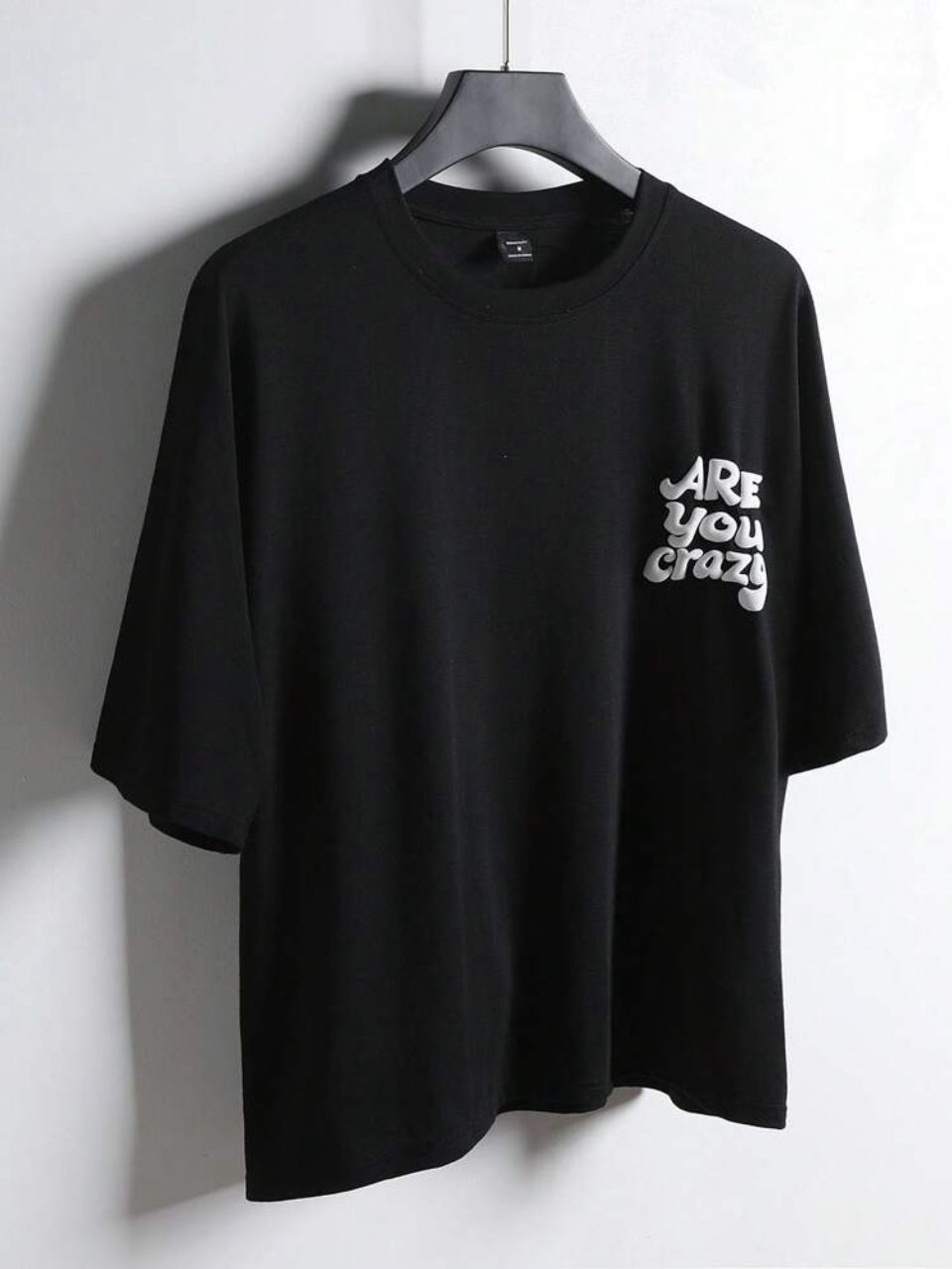 Are You Crazy T-Shirt Black - White 3D Puff Print Oversized Tee