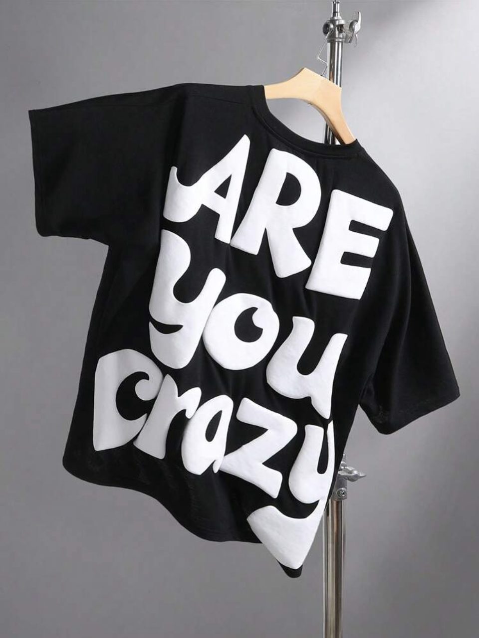 Are You Crazy T-Shirt Black - White 3D Puff Print Oversized Tee