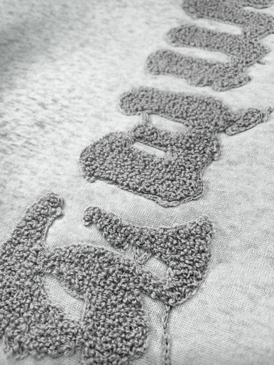 Script Sleeve Hoodie Grey - Towel Embroidery Oversized Hoodie