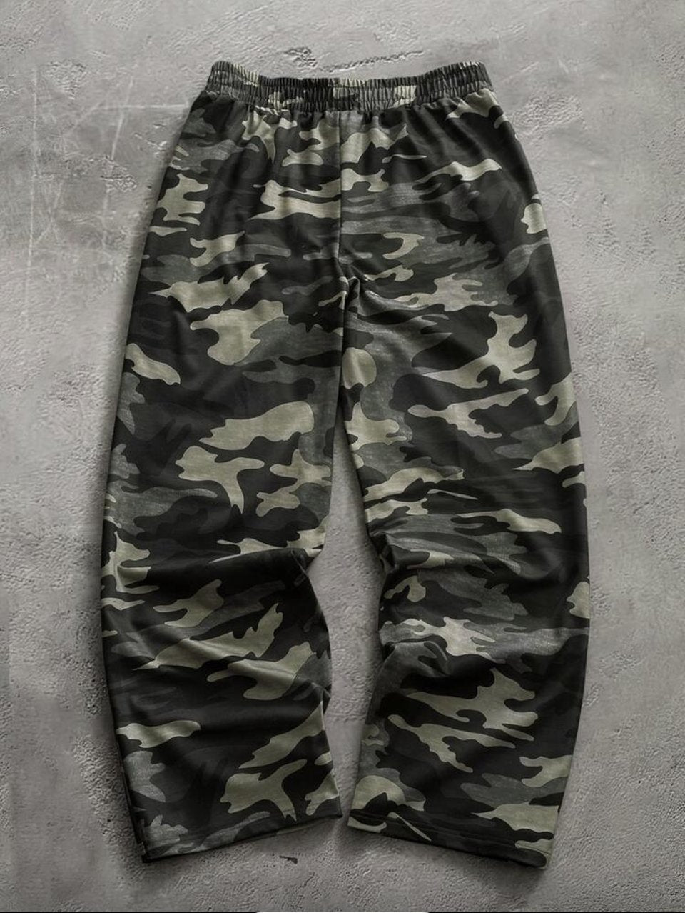 Camo Wide Leg Joggers - Embroidered Script Baggy Sweatpants
