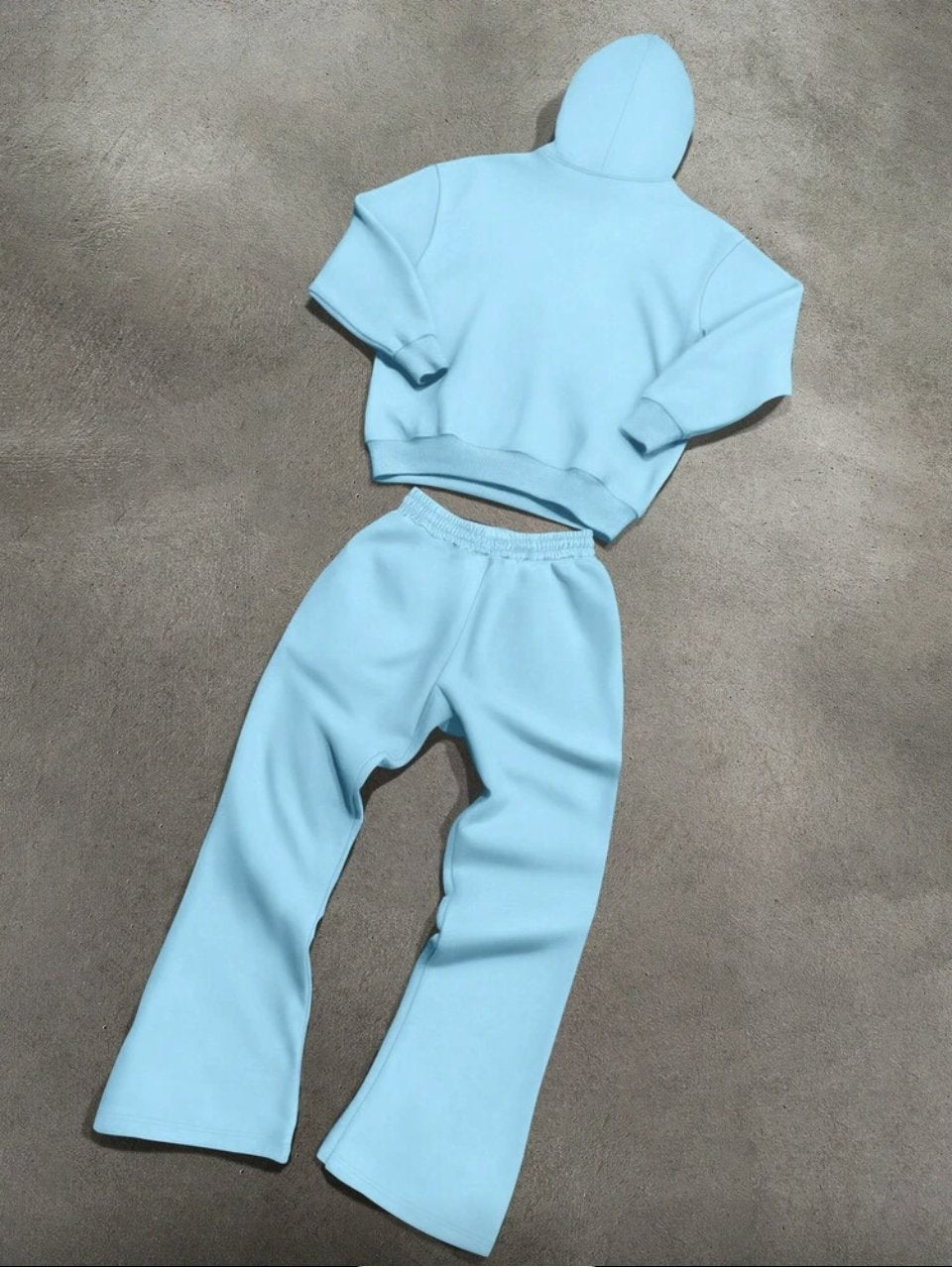 Tiger Graphic Hoodie and Joggers Set Baby Blue - Puff Print Tracksuit