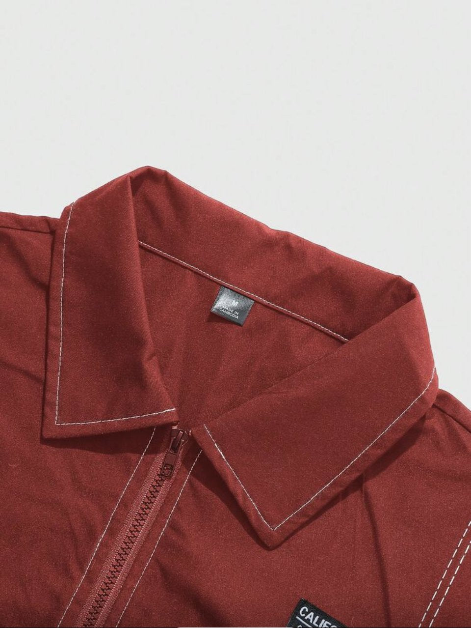 Script Embroidered Jacket and Pants Set Burgundy - Contrast Stitch Two Piece