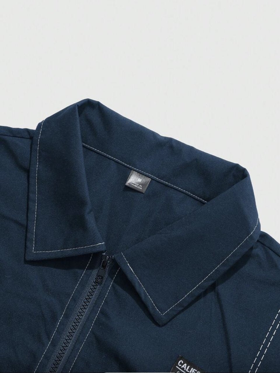 Script Embroidered Jacket and Pants Set Navy - Contrast Stitch Two Piece