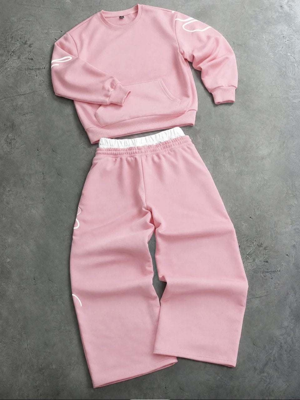 Feeling Confident Sweatshirt and Joggers Set Pink - Script Print Tracksuit