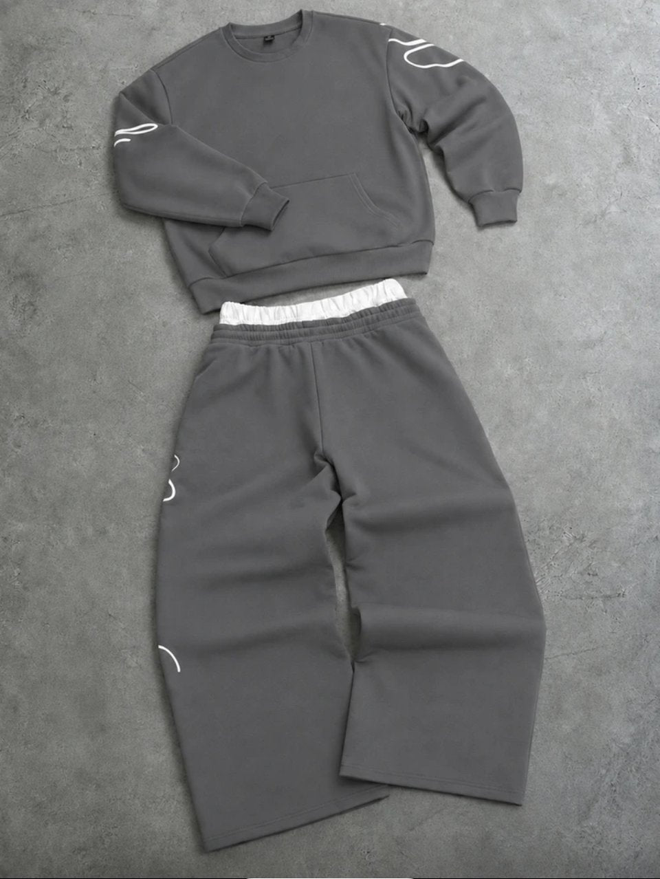 Feeling Confident Sweatshirt and Joggers Set Dark Grey - Script Print Tracksuit
