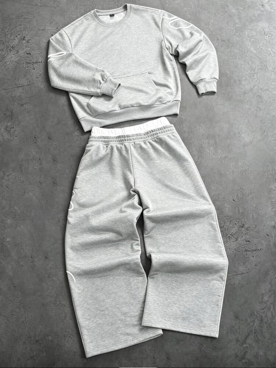 Feeling Confident Sweatshirt and Joggers Set Grey - Script Print Tracksuit