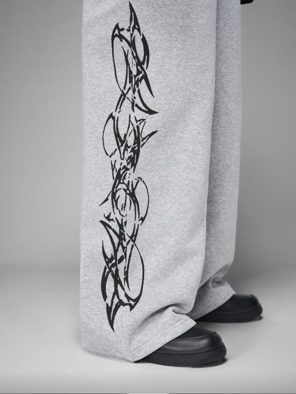 Tribal Print Sweatshirt and Joggers Set Grey - Gothic Streetwear Tracksuit