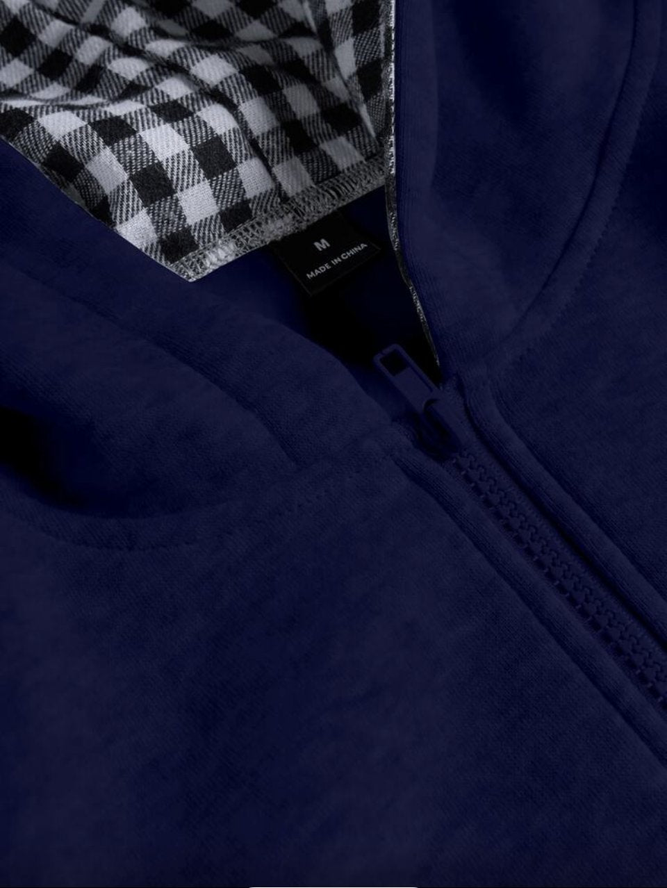 Zip Hoodie and Joggers Set Navy - Gingham Lining Baggy Tracksuit