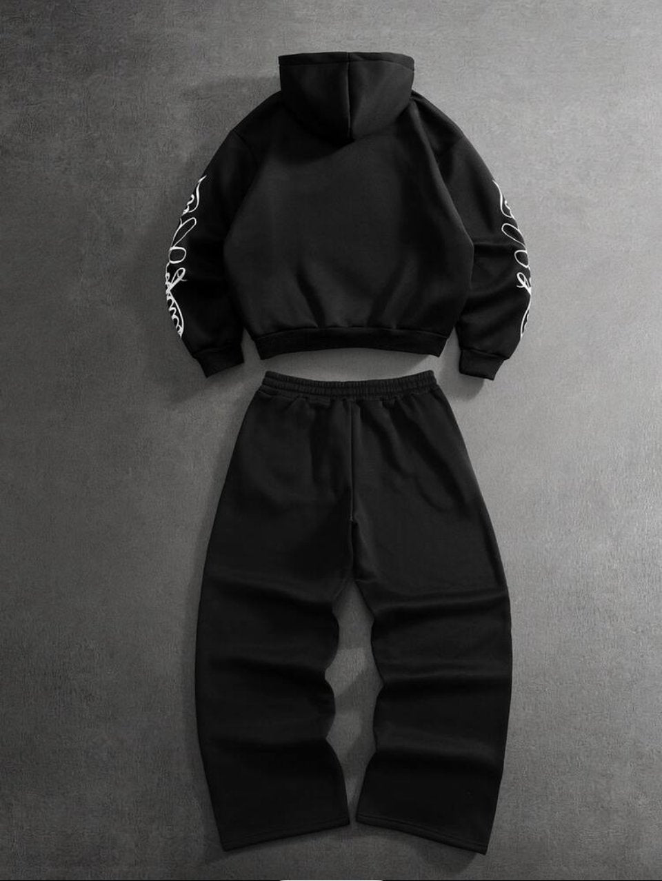 Liberty Graphic Hoodie and Joggers Set Black - Script Print Tracksuit