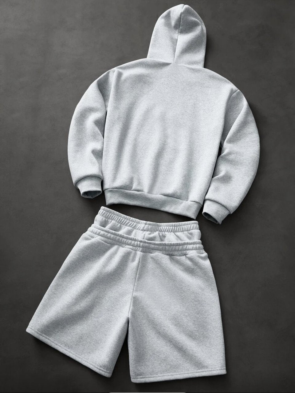 LA Gothic Letter Hoodie and Shorts Set Grey - Chenille Two Piece