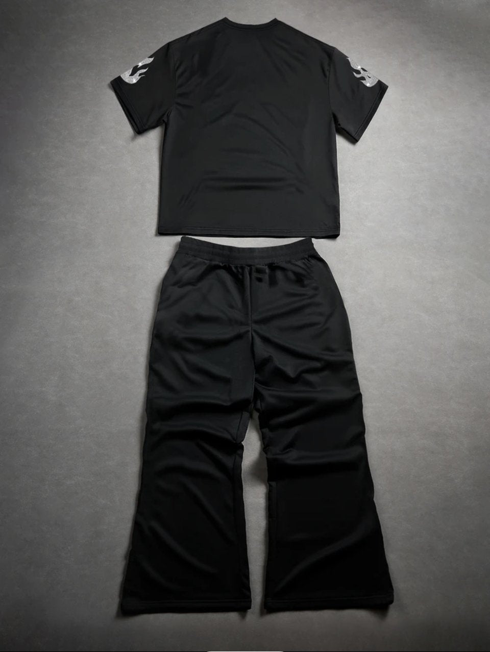 Liberty Tee and Flame Pants Set Black - Graphic Streetwear Two Piece