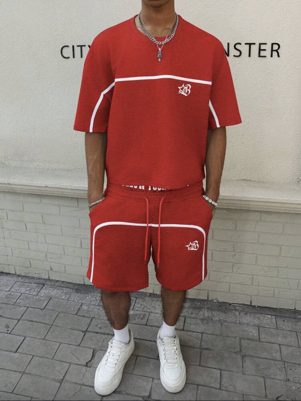 Follow Your Heart Tee and Shorts Set Red - Piping Two Piece