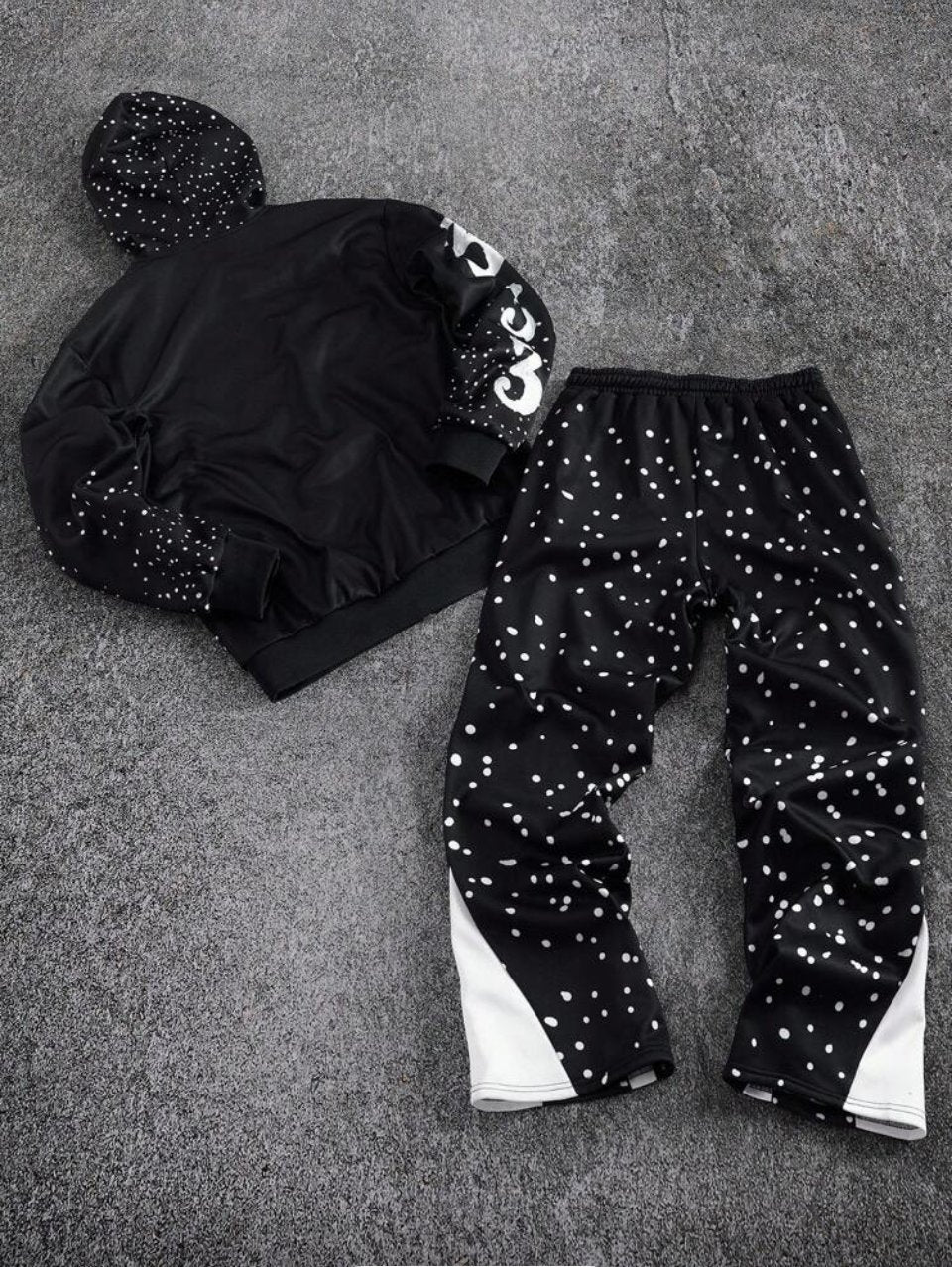 Lonely Planet 333 Zip Hoodie and Joggers Set Black - Rhinestone Tracksuit