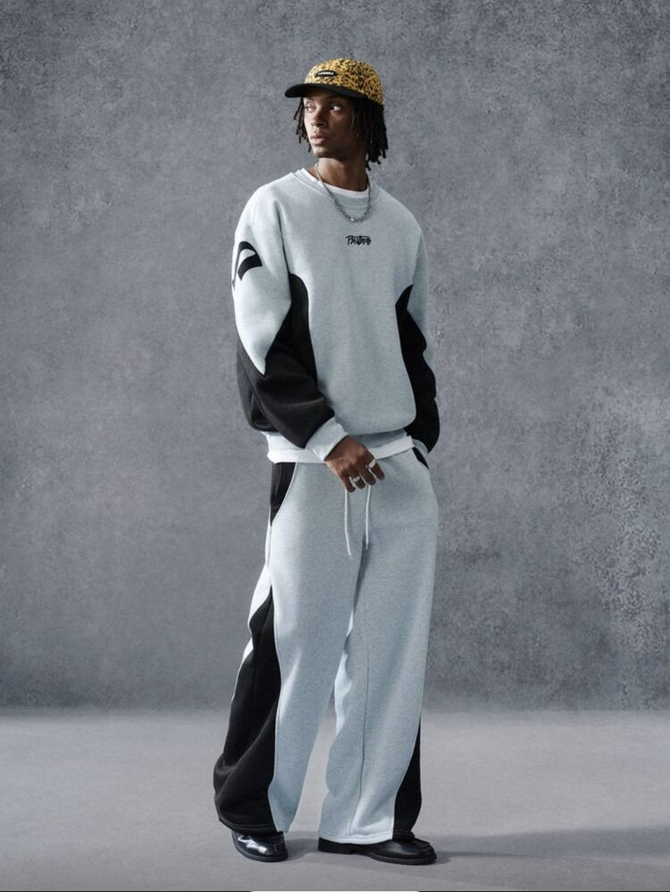 Chosen Colour Block Sweatshirt and Joggers Set Grey Black - Tracksuit