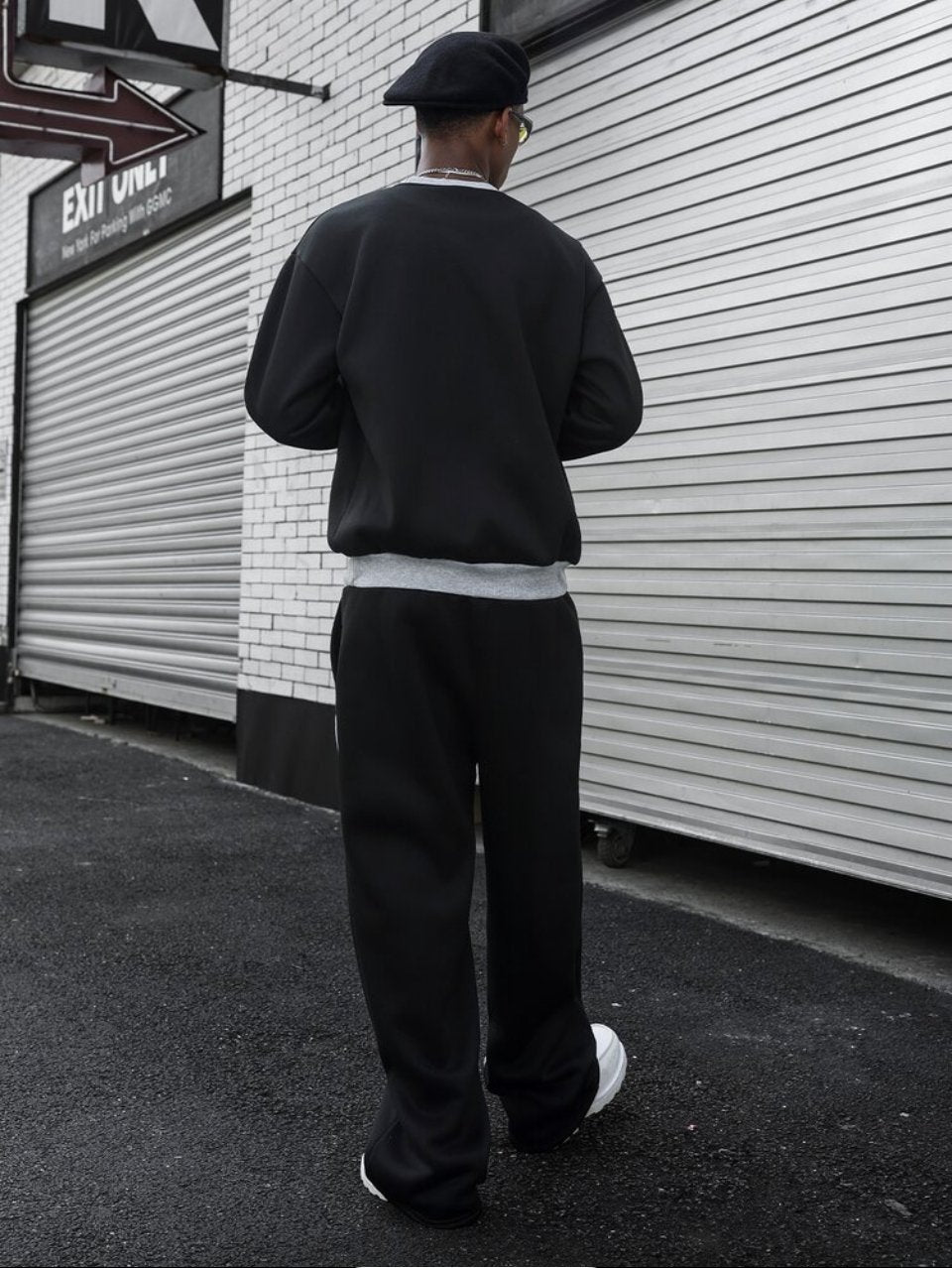 Colour Block Sweatshirt and Joggers Set Grey Black - Streetwear Tracksuit