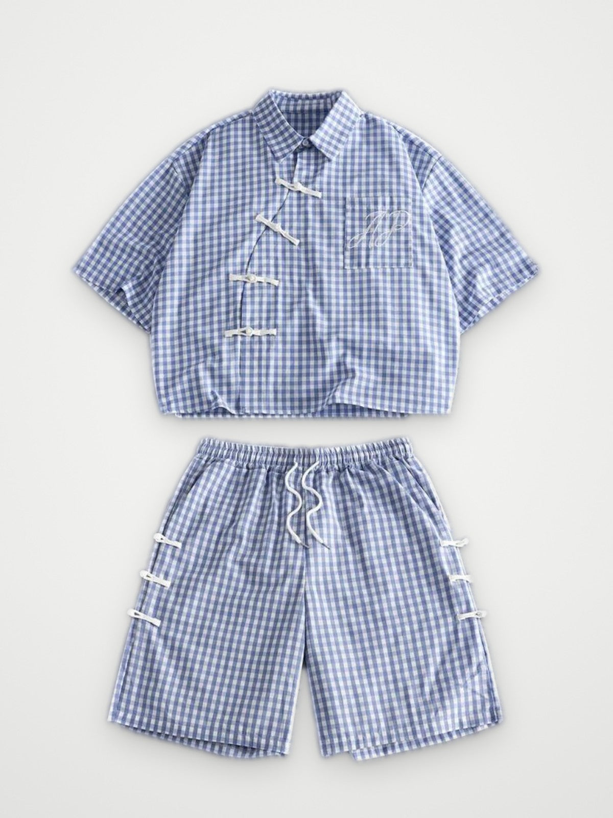 Blue Gingham Shirt and Shorts Set | Obsyde