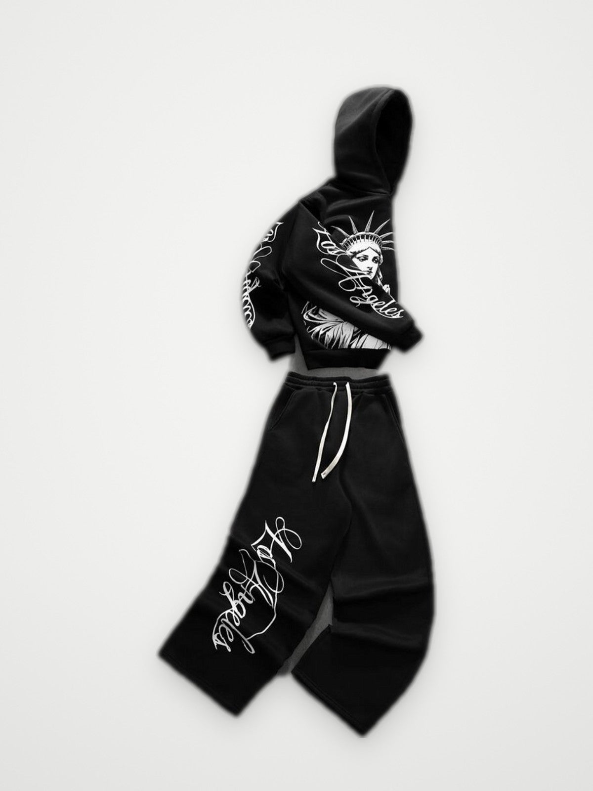 Liberty Graphic Hoodie and Joggers Set Black - Script Print Tracksuit | Obsyde
