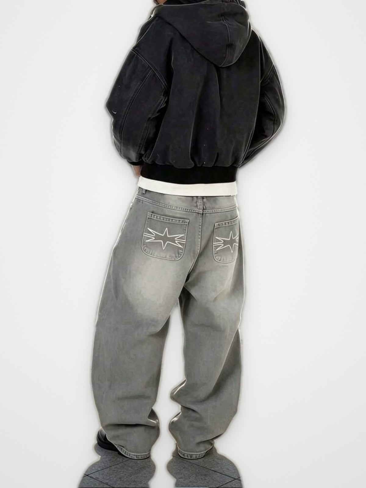 Light Grey Baggy Jeans - Washed Wide Leg Streetwear Denim | Obsyde