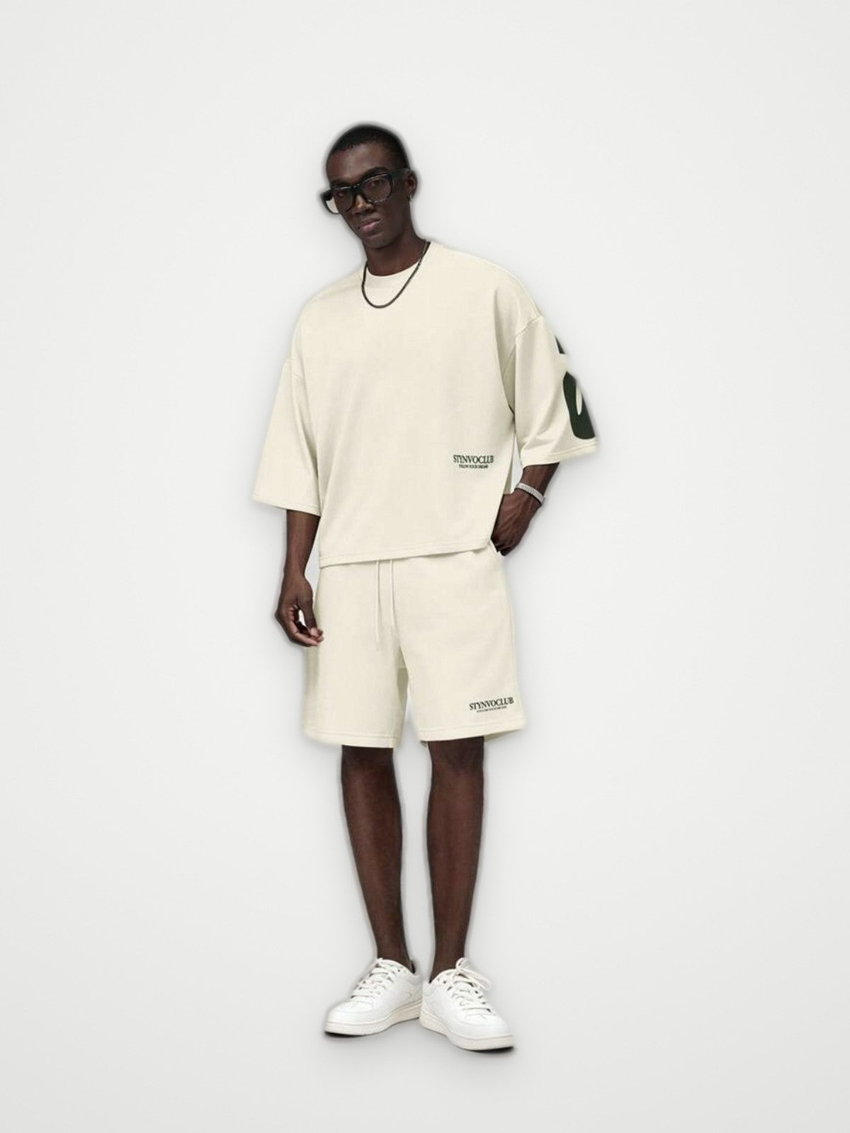 Sincere Oversized T-Shirt and Shorts Set Cream | Obsyde