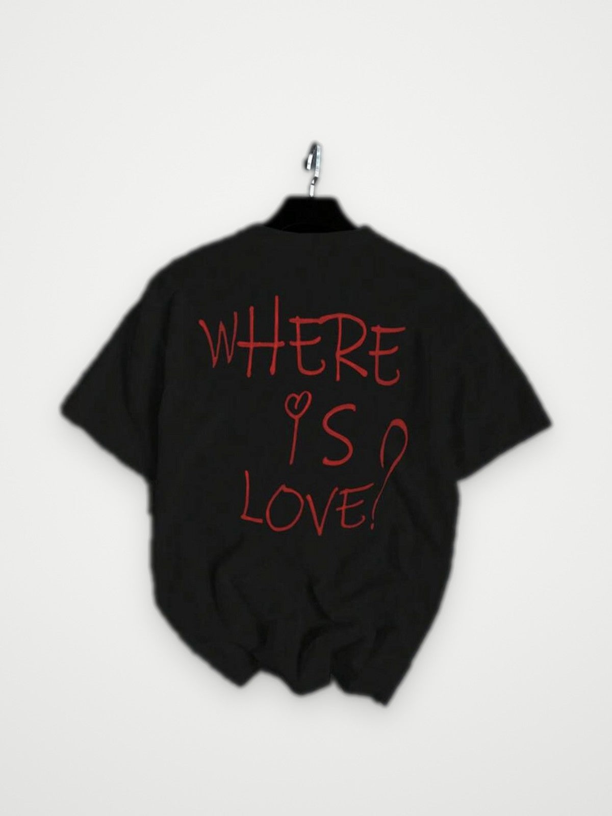 Where Is Love T-Shirt Black - Red Handwritten Heart Print Tee | Obsyde