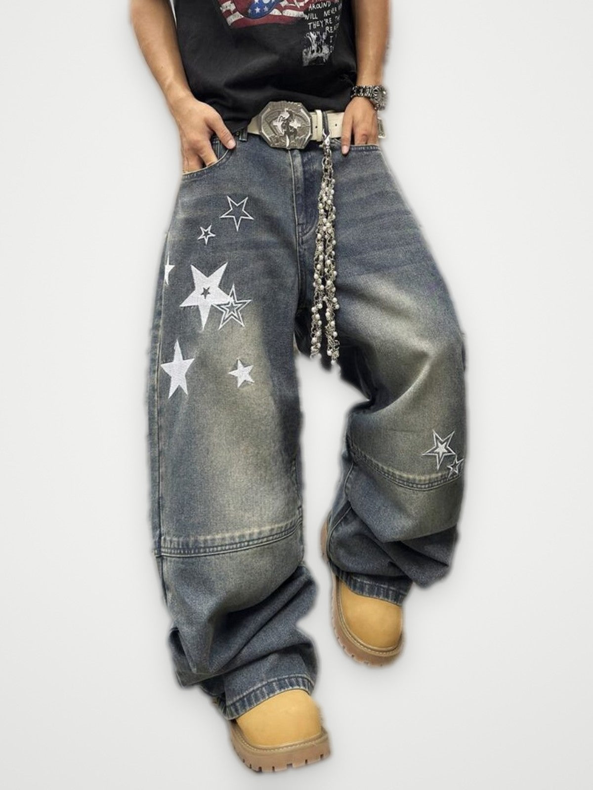 White Star Baggy Jeans Vintage Wash - Faded Wide Leg Denim | Obsyde